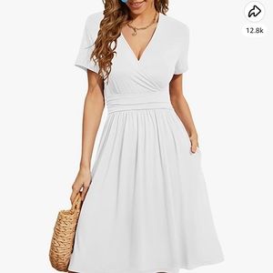 NWT Summer Short Sleeve Casual Dresses V-Neck Floral Party Dress with Pockets